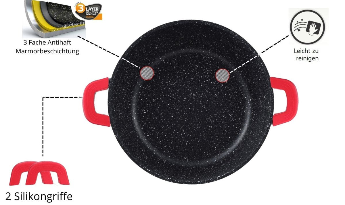 Cheffinger Pannenset met Deksel - 8 - delig - Rood - Ø20/24/28/32cm - Inductie - TEKZEN