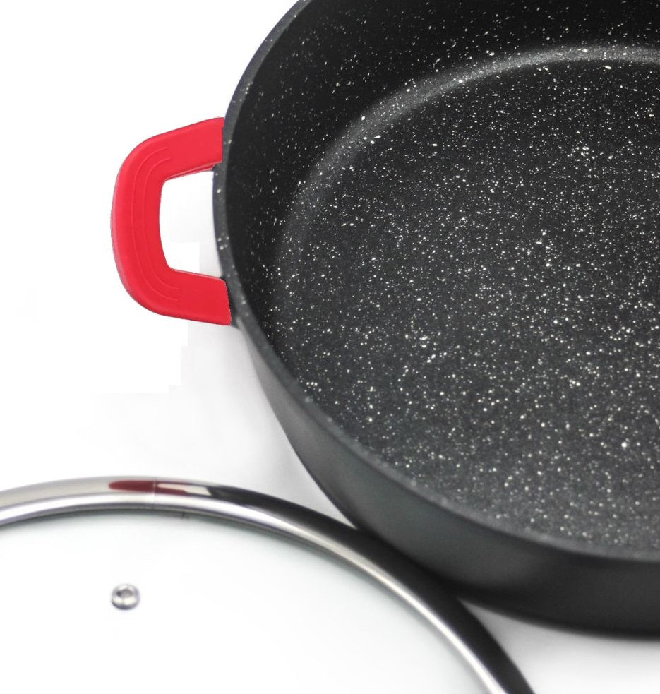 Cheffinger Pannenset met Deksel - 8 - delig - Rood - Ø20/24/28/32cm - Inductie - TEKZEN