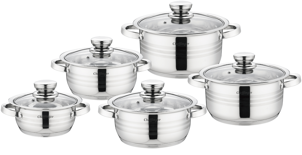 Cheffinger Pannenset - RVS - Kookpannen - Inductie - Diverse Sets - TEKZEN