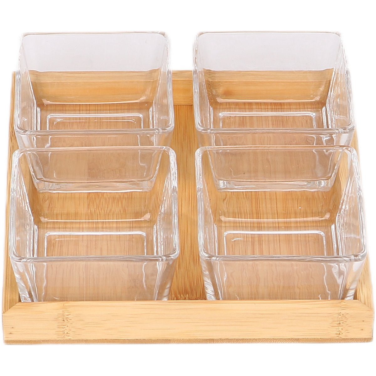 Cheffinger Snackschaal met 4 Bakjes - Bamboe - Borrelpank - Tapasschaal - Serveerschaal - TEKZEN