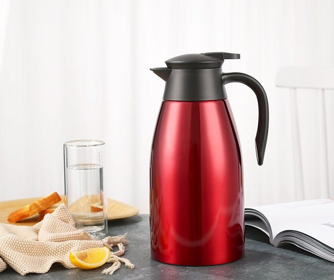 Cheffinger Thermoskan 2 Liter Rood - RVS Inox - Themosfles - TEKZEN