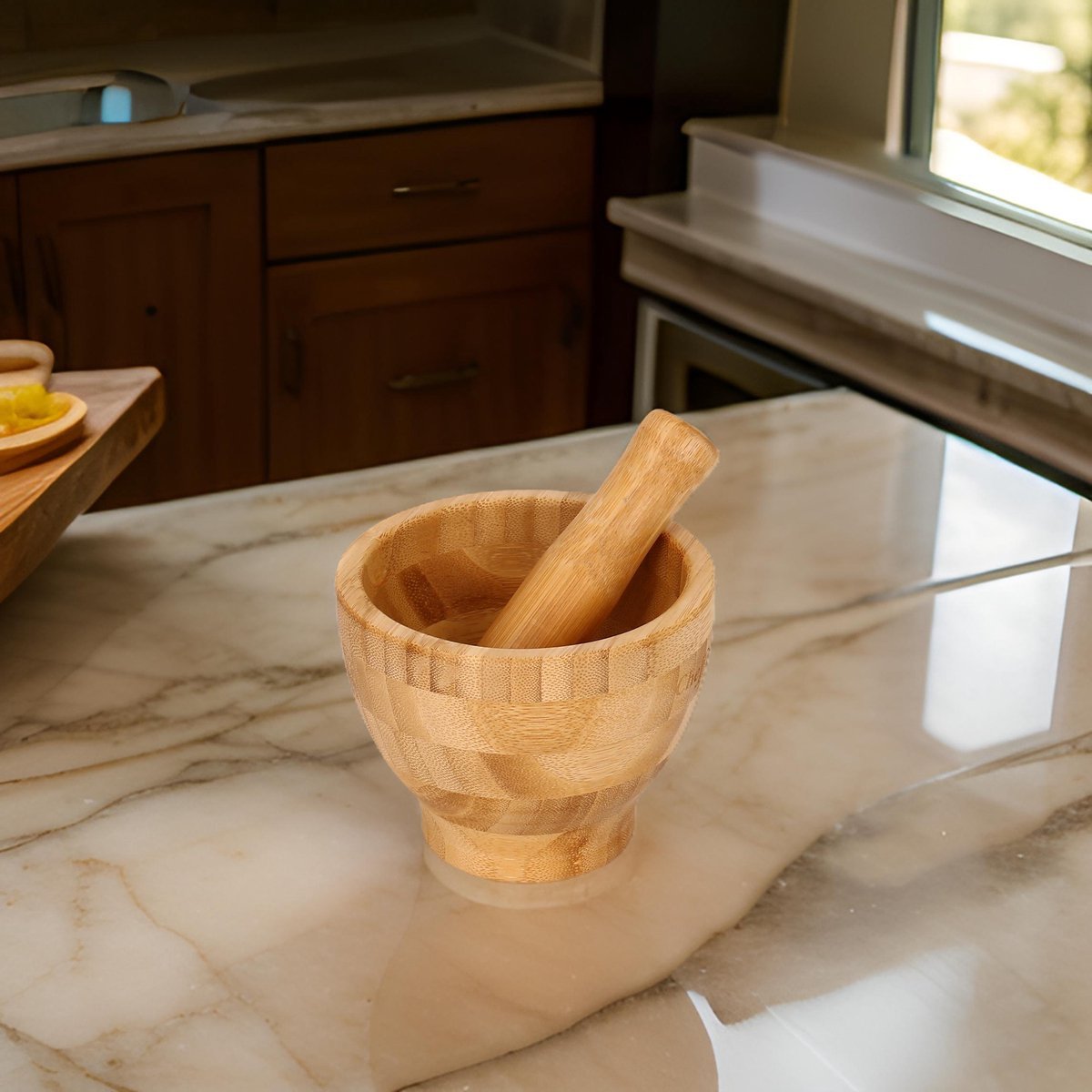 Cheffinger Vijzel en Stamper - Bamboe - 12cm - TEKZEN