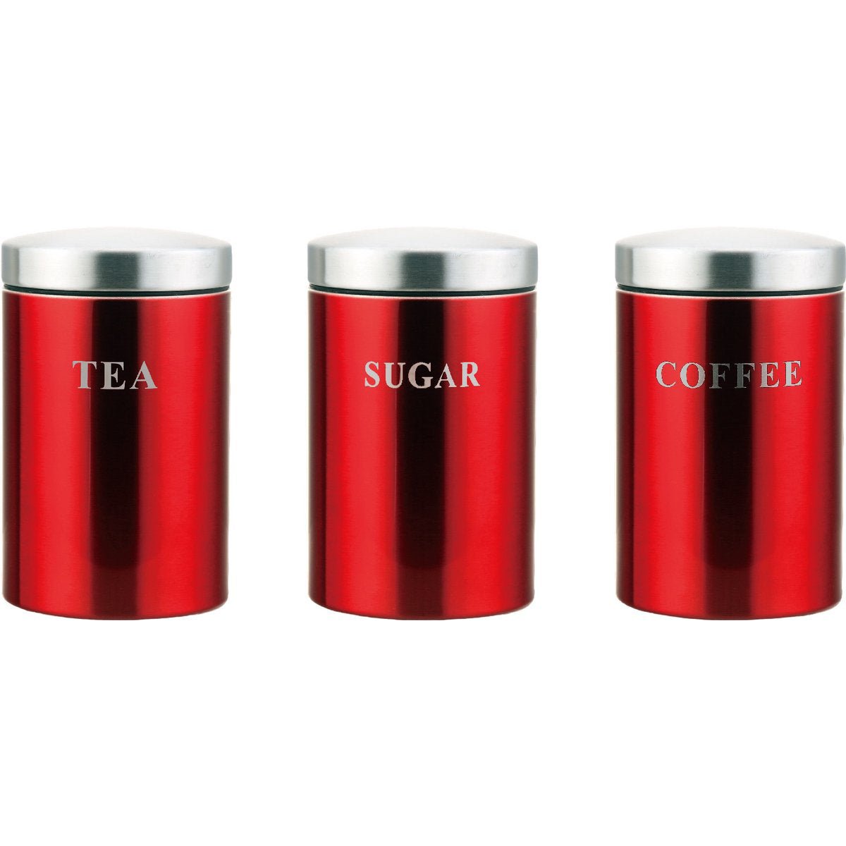 Cheffinger Voorraadbussen - Rood - Koffie, Thee en Suiker - TEKZEN