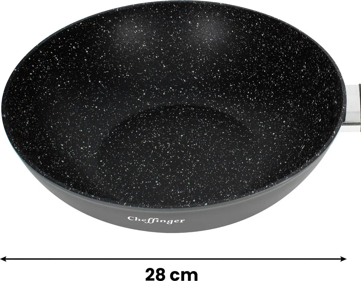 Cheffinger Wokpan met Deksel - 28cm - Inductie - TEKZEN