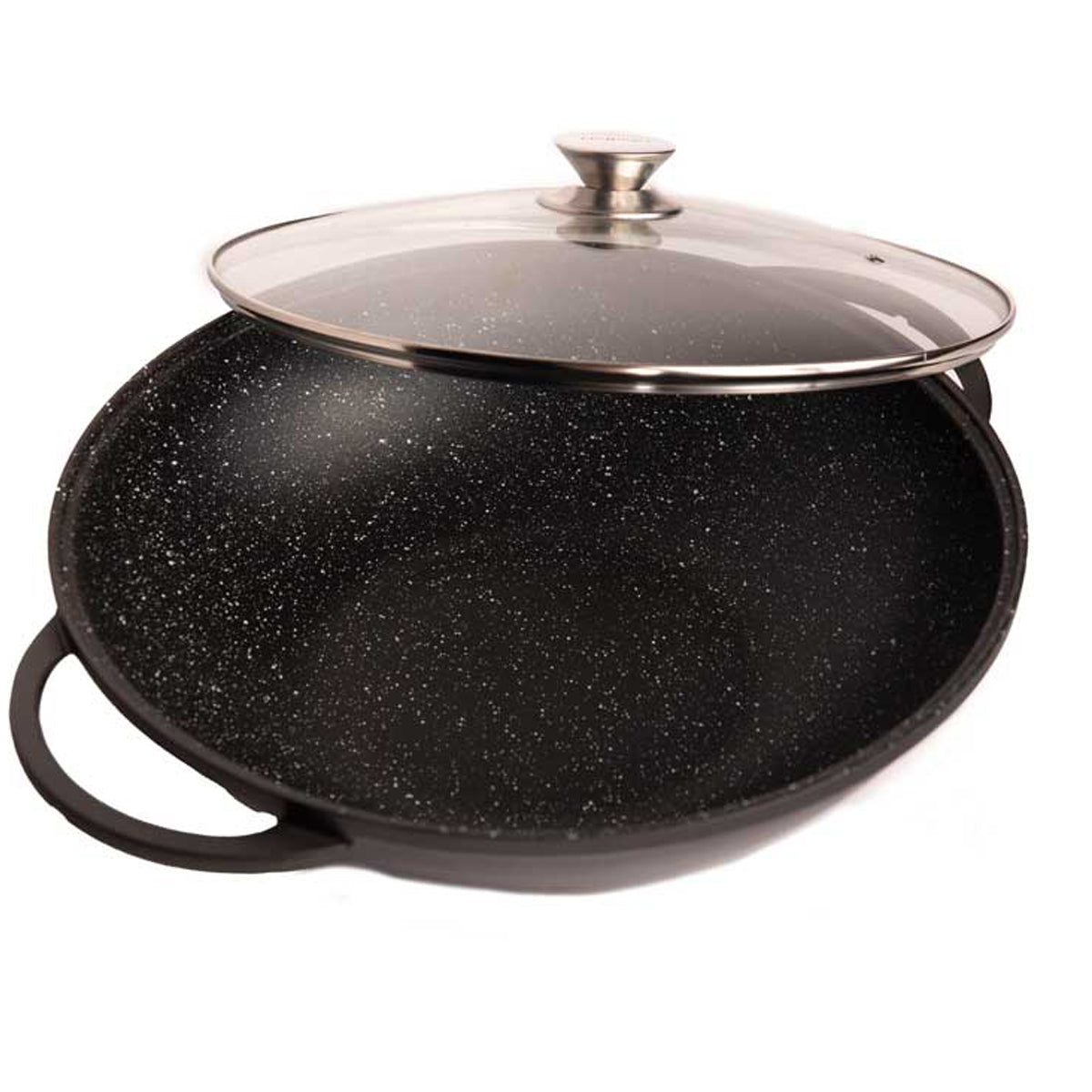 Cheffinger Wokpan met Deksel - 36cm - Zwart - Inductie - XL Wok Pan - TEKZEN