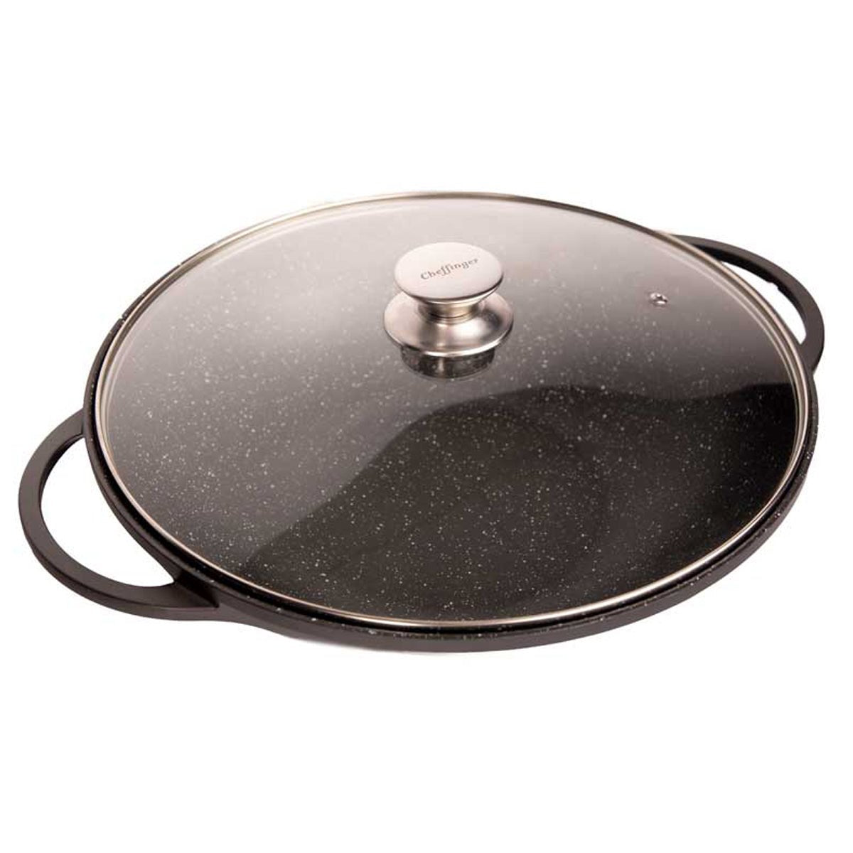 Cheffinger Wokpan met Deksel - 36cm - Zwart - Inductie - XL Wok Pan - TEKZEN