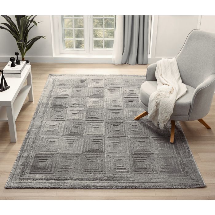 Cinar Carpets Liva D761A - Vloerkleed Grijs - 13 mm