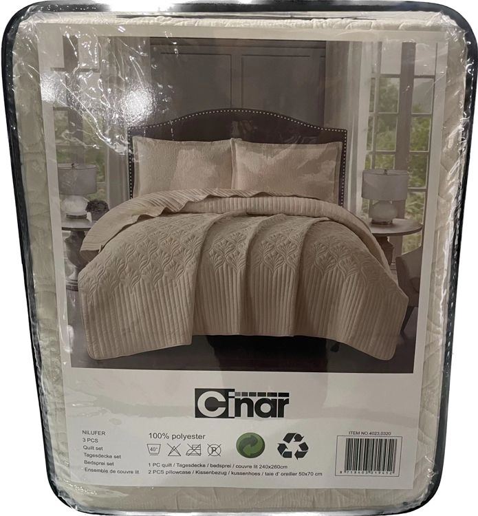 Cinar Nilufer Bedsprei Set 3 - delig - Beige - 260x240cm - TEKZEN
