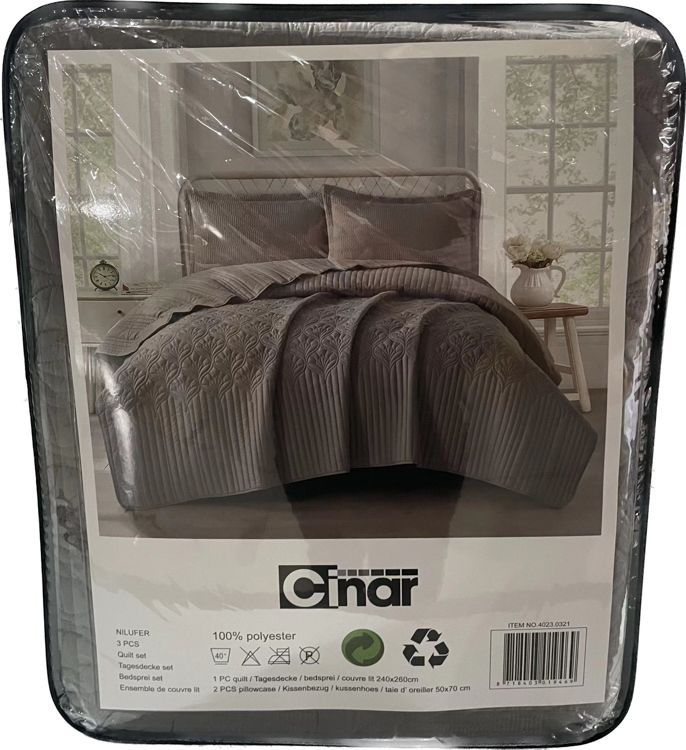 Cinar Nilufer Bedsprei Set 3 - delig - Taupe - 260x240cm - TEKZEN