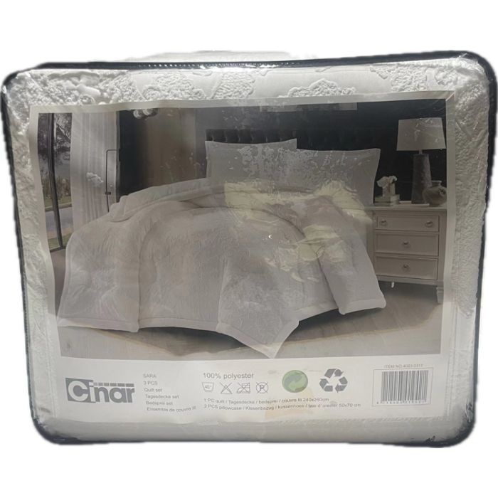 Cinar Sara Bedsprei Set, 3-delig, Wit, 240x260 cm – foto 2