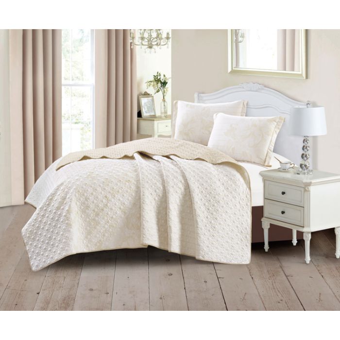 Cinar Tulin Bedsprei Set, 3-delig, Beige, 240x260 cm – bedspreiset