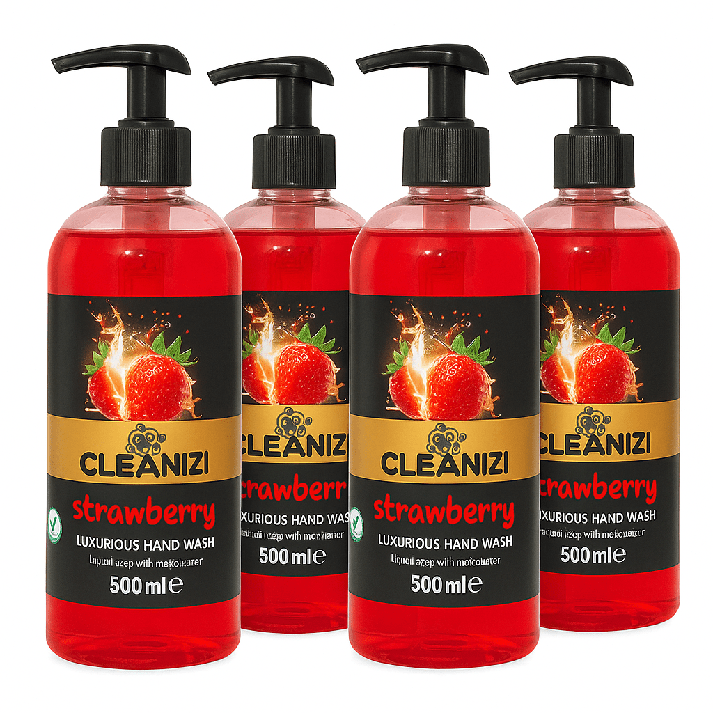 Cleanizi Handzeep - Aardbei - 4x 500ml - Hydraterende Werking - Vegan - TEKZEN