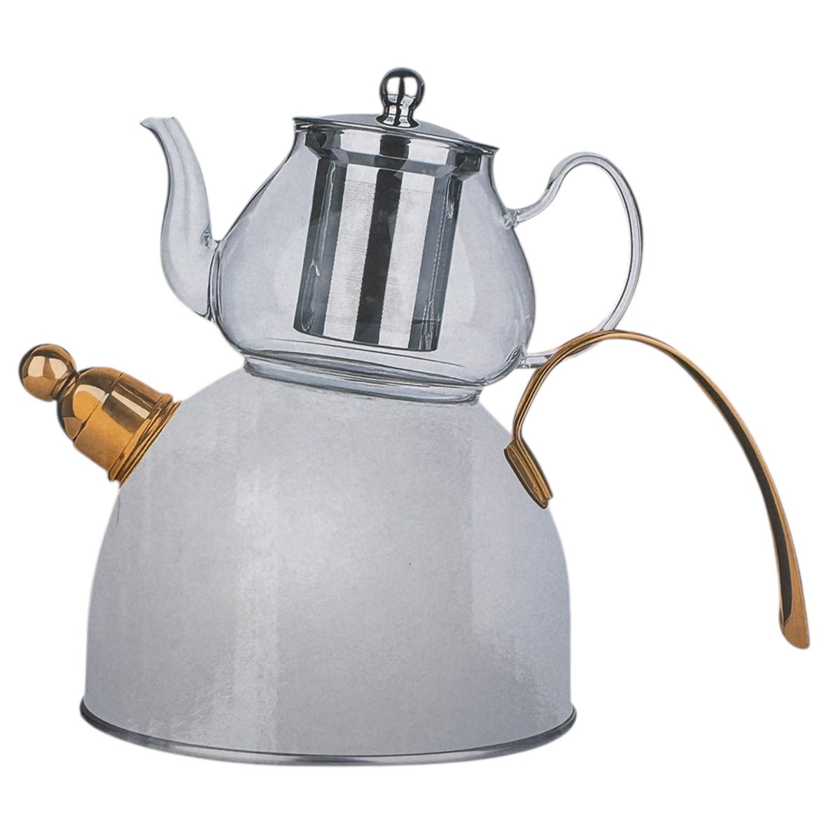 Ferveo Djena Turkse Theepot Set - 0,8/2,5L - Wit - Inductie - TEKZEN