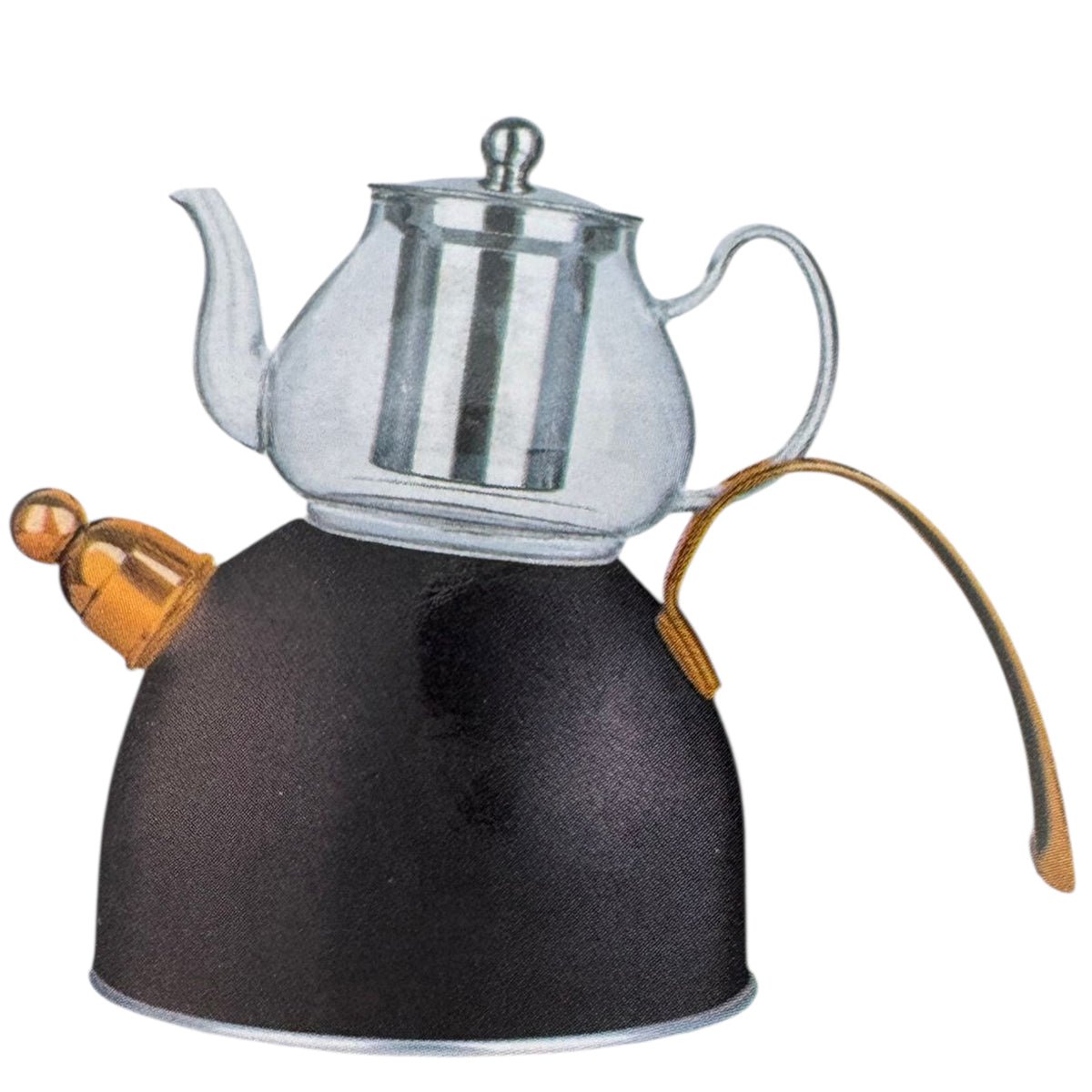 Ferveo Djena Turkse Theepot Set - 0,8/2,5L - Zwart - Inductie - TEKZEN