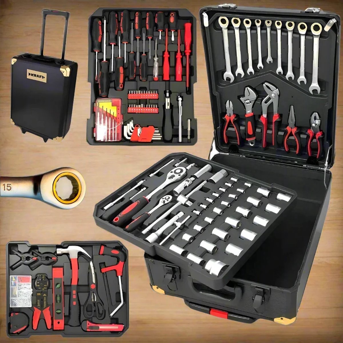 Fischer Kraft Gereedschapskoffer 619 - delig - Trolley - Telescopisch Handvat - TEKZEN