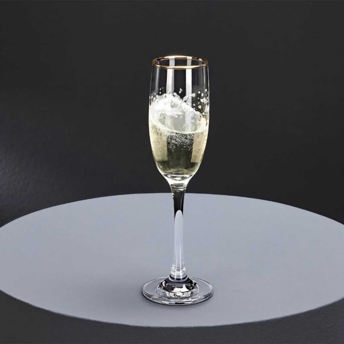 Glozini Champagneglazen met Gouden Rand - Set van 6 - Champagneglazen Goud - Champagne Glazen - TEKZEN