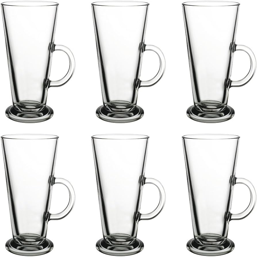 Glozini - Latte Macchiato Glazen Met Handvat - 290ml - Set van 6 - Irish Coffee Glazen - Koffieglazen - TEKZEN