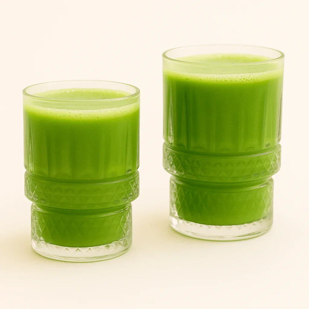 Glozini Mykonos - Korte Geribbelde Glazen - 213ml - Stapelbaar - 6 Stuks - Matcha glazen - TEKZEN