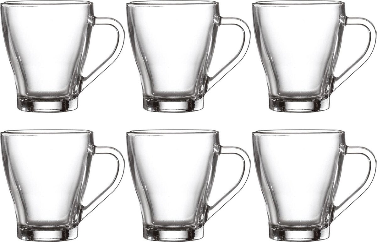 Glozini Theeglazen met Oor - 250ml - Set van 6 - Theeglas - Theekopjes - Theeglas - TEKZEN
