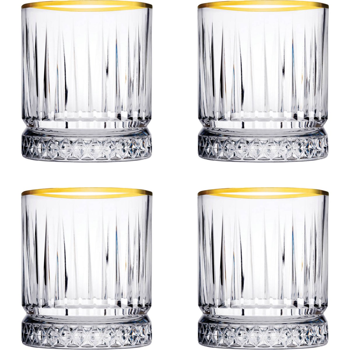 Glozini Tumblerglazen met Gouden Rand - Set van 4 - Waterglas - Whiskyglas - TEKZEN