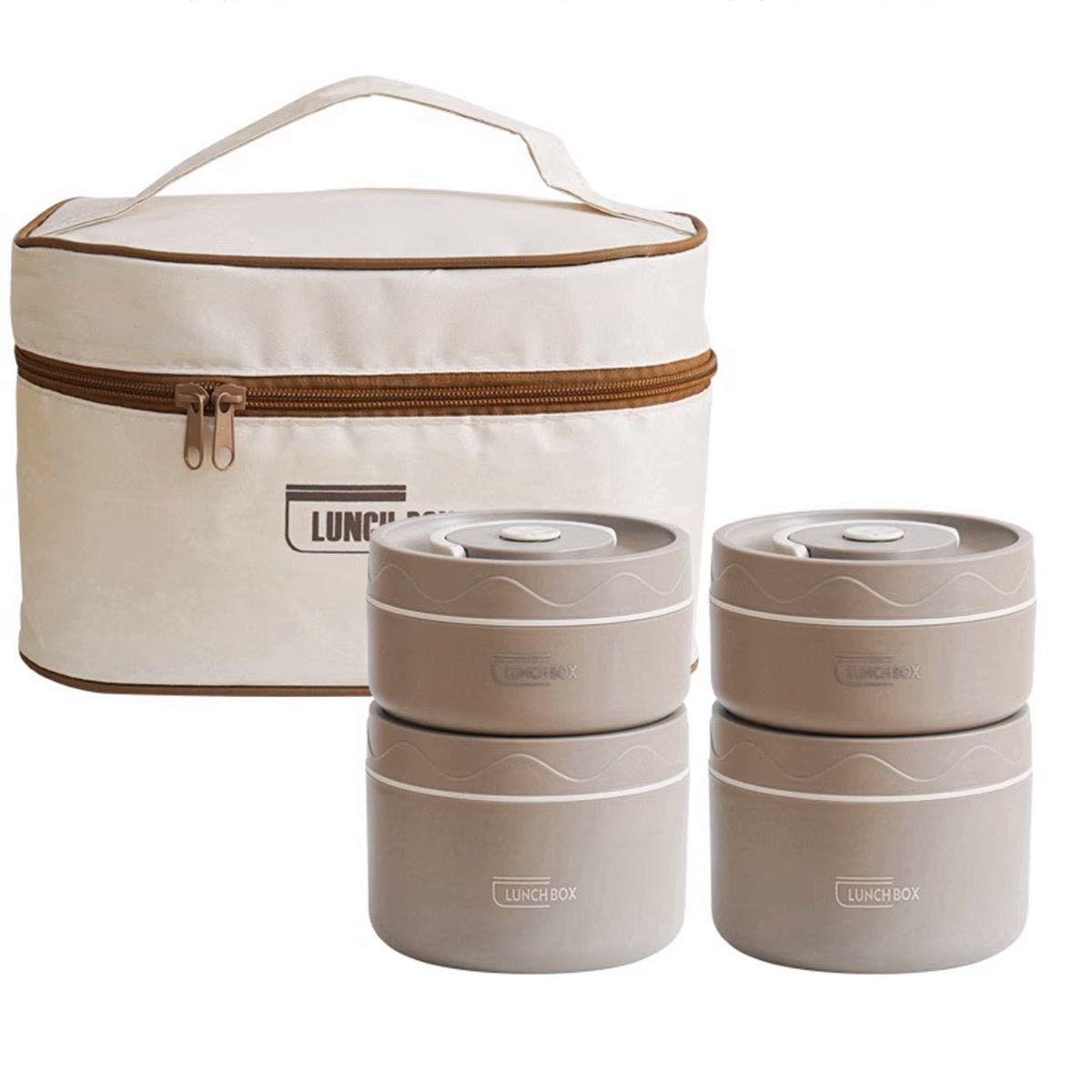 Hauskraft Thermische Lunchbox Set – 5 - delig - RVS – Lekvrij & Isolerend – Bruin - TEKZEN