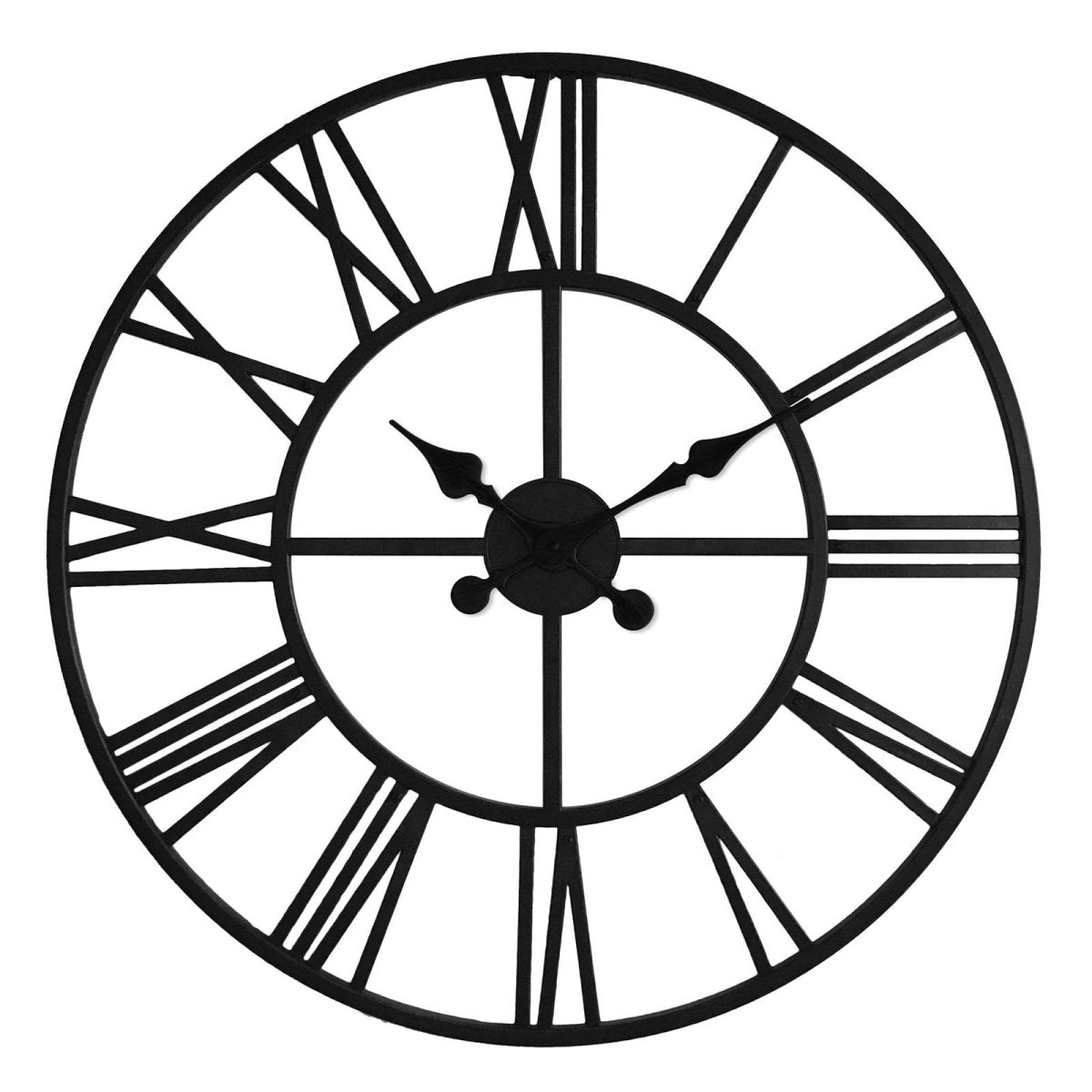 Hauskraft Wandklok - 45cm - Zwart - Decoratieve Industriële Klok - TEKZEN