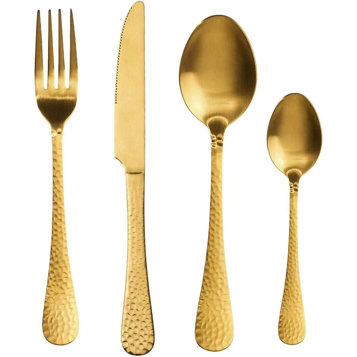 Kadirelli Bestekset - 24 - delig - Goud - 6 - Persoons - Gehamerd Handvat - TEKZEN