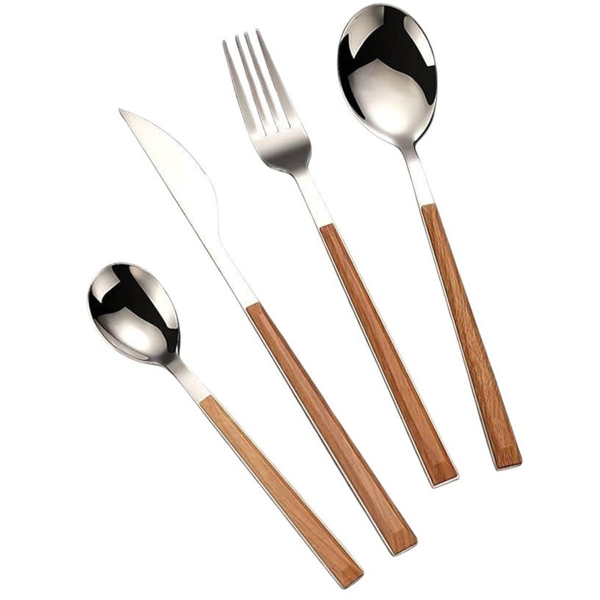 Kadirelli Bestekset - 24 - delig - Hout/Zilver - 6 - Persoons - TEKZEN