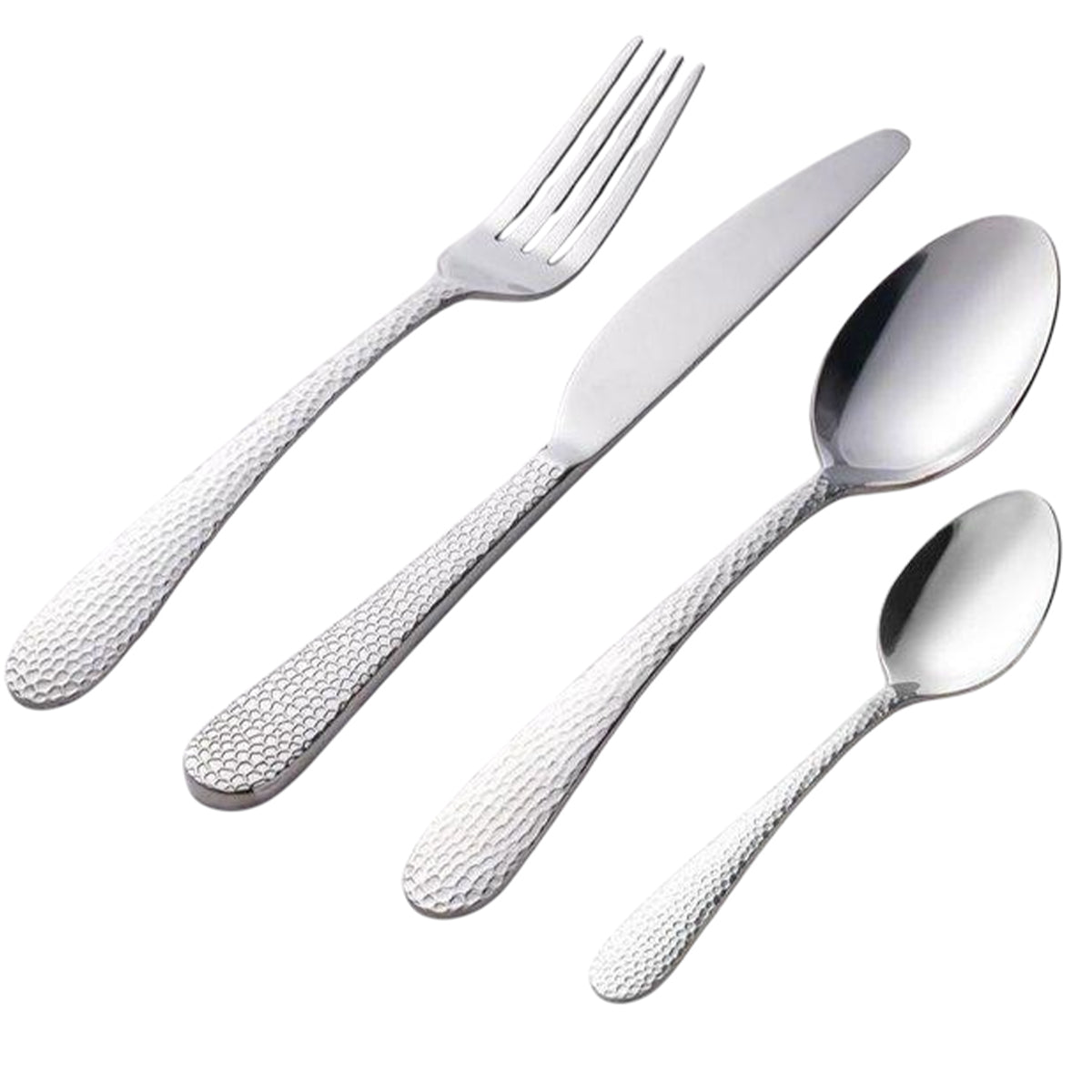 Kadirelli Bestekset - 24 - delig - Zilver - 6 - Persoons - Gehamerd Handvat - TEKZEN