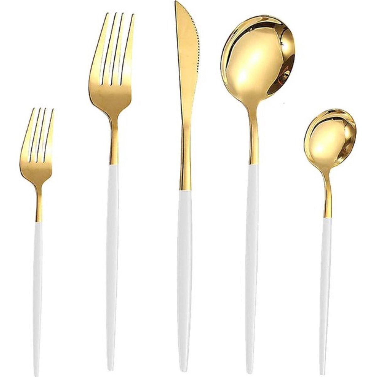 Kadirelli Bestekset - 30 - delig - Goud/Wit - Roestvrij Staal - Voor 6 Personen - TEKZEN