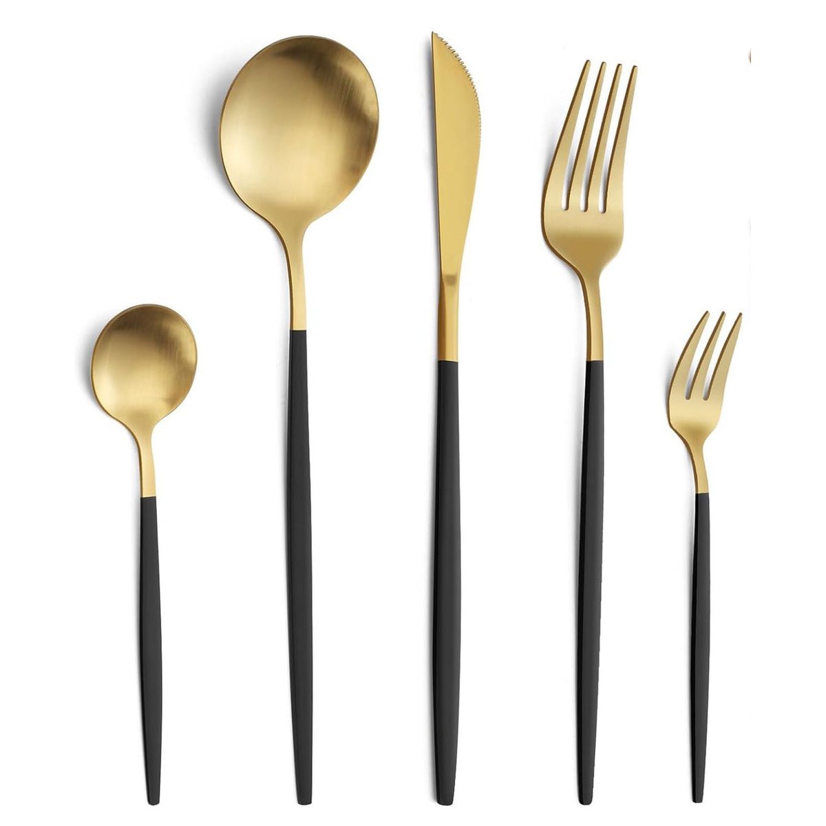 Kadirelli Bestekset - 30 - delig - Goud/Zwart - Roestvrij Staal - Voor 6 Personen - TEKZEN