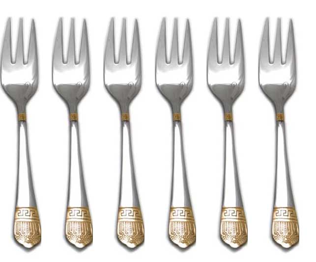 Kadirelli Dessertvork - 12 Stuks - Zilver/Goud - TEKZEN