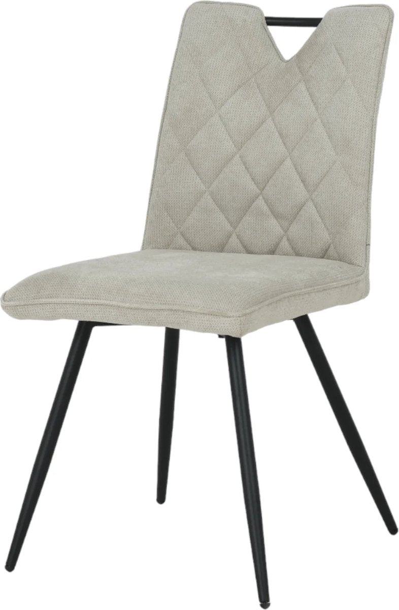 Kadirelli Eetkamerstoel - Set van 2 - Beklede Stoel - Wit / Zwart - TEKZEN