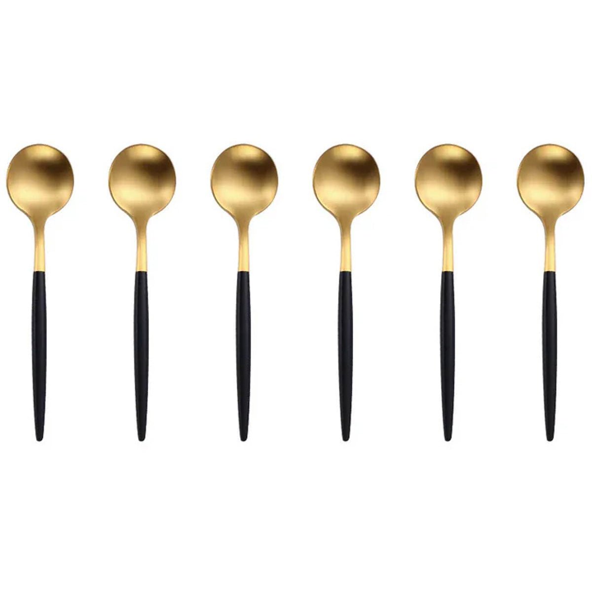 Kadirelli Theelepels - 12 - delig - Goud/Zwart - Theelepel - Dessertlepels - TEKZEN