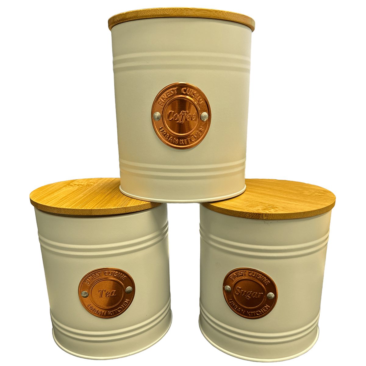 Kadirelli Voorraadbussen met Bamboe deksel - Koffie, Thee en Suiker - TEKZEN