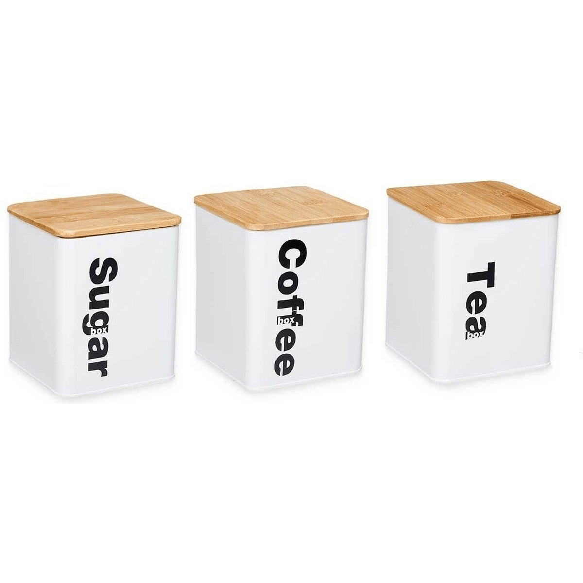 Kadirelli Voorraadbussen met Bamboe deksel - Koffie, Thee en Suiker - TEKZEN