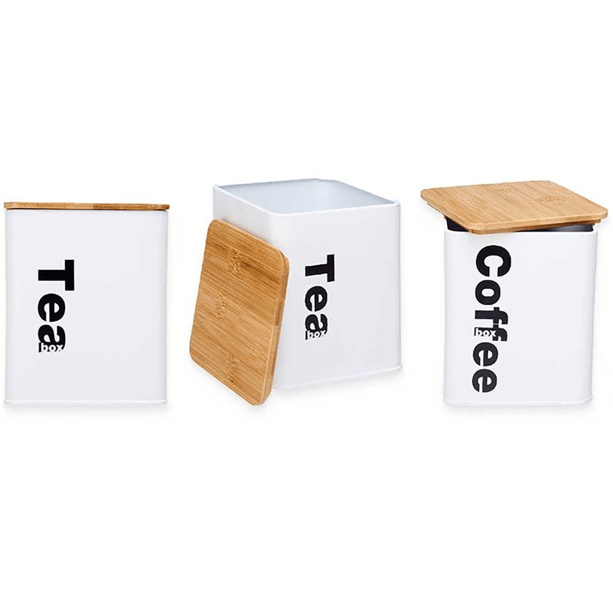 Kadirelli Voorraadbussen met Bamboe deksel - Koffie, Thee en Suiker - TEKZEN