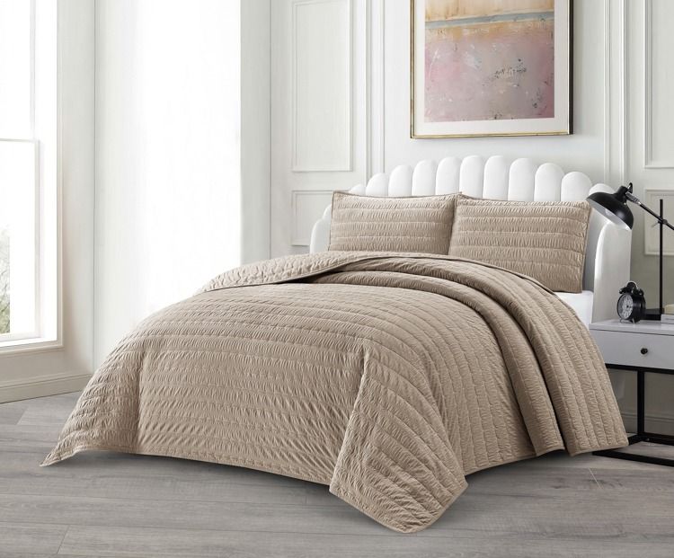 Lavella Bade Bedsprei Set 3 - delig - Bruin - 250x240cm - TEKZEN