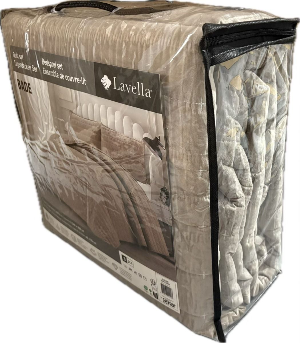 Lavella Bade Bedsprei Set 3 - delig - Bruin - 250x240cm - TEKZEN
