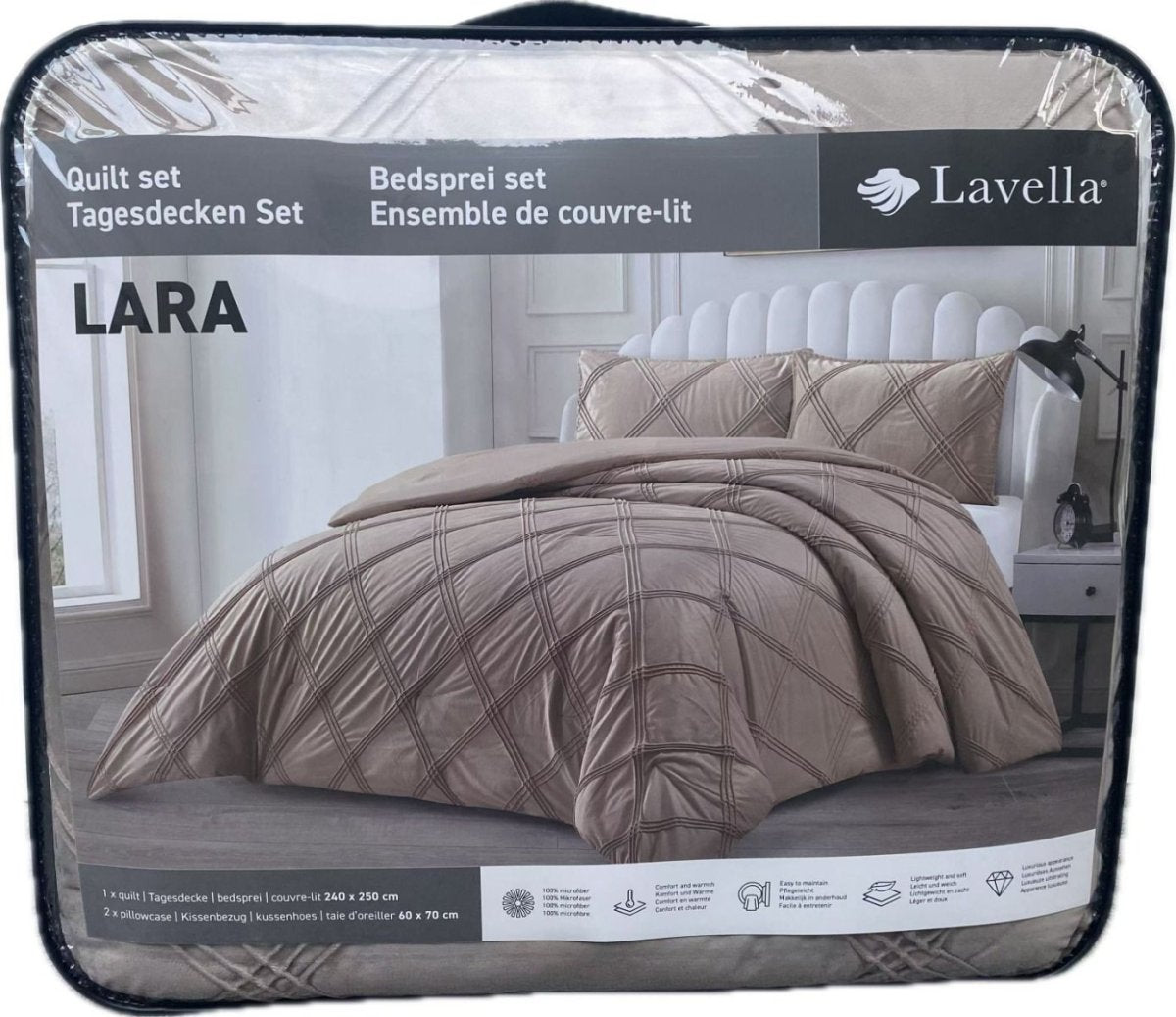 Lavella Lara Bedsprei Set 3 - delig - Bruin - 250x240cm - TEKZEN