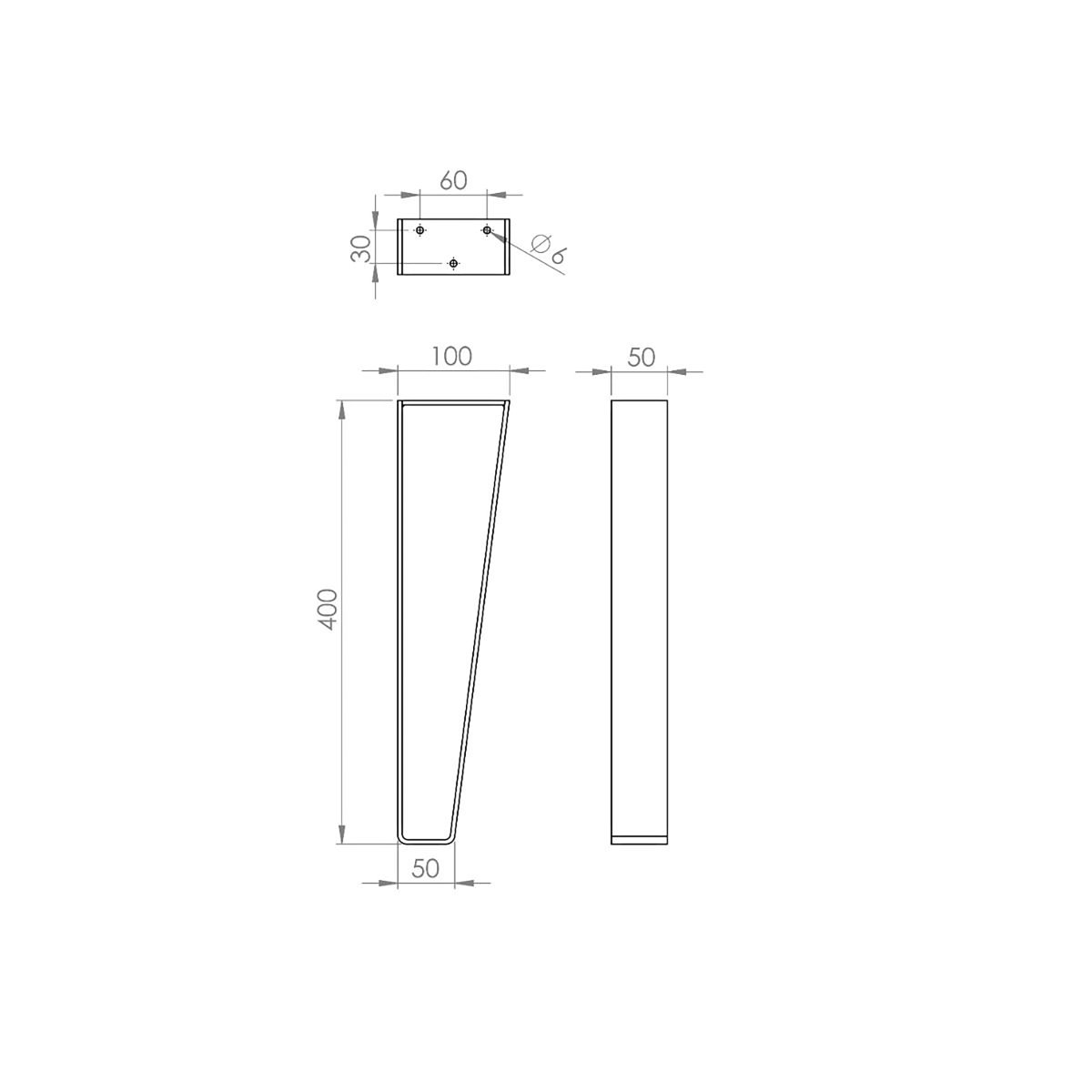 MacLean Design Tafelpoot Staal - 40cm - Zwart - Meubelpoot - TEKZEN
