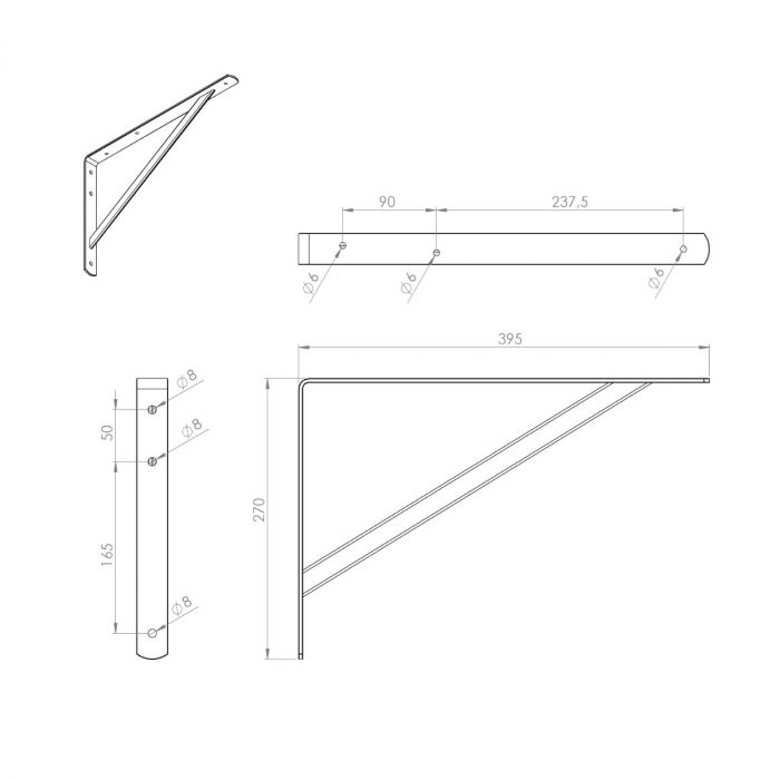 Maclean Plankdrager Wit - 2 stuks - 270 x 395mm - Epoxystaal - Plankdragers - TEKZEN