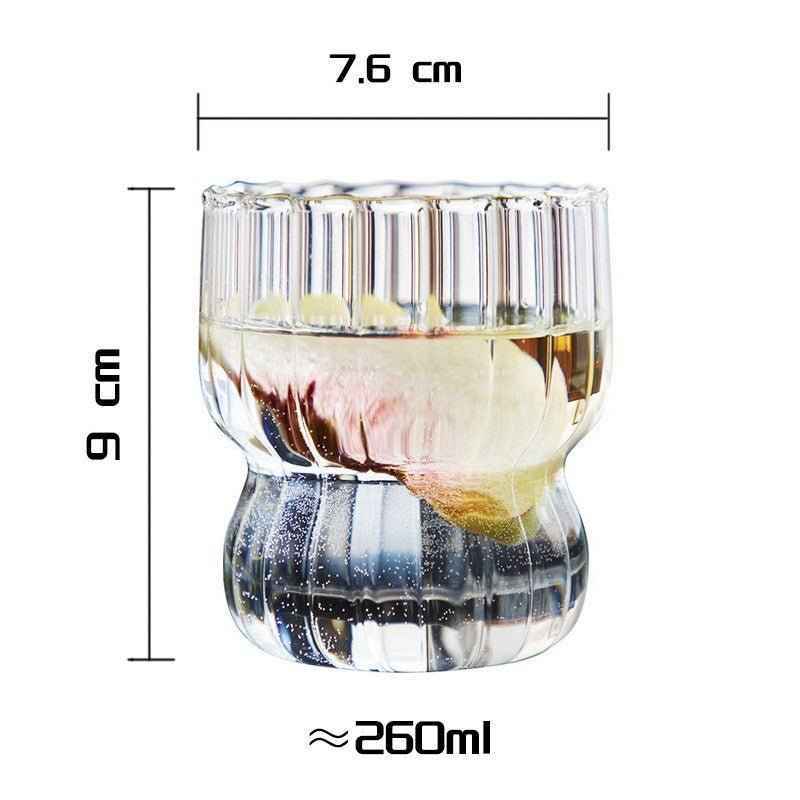 MONOO Geribbelde Glazen - 6 Stuks - 260ml - Koffieglazen - Theeglazen - Waterglazen