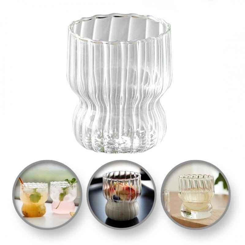 MONOO Geribbelde Glazen - 6 Stuks - 260ml - Koffieglazen - Theeglazen - Waterglazen