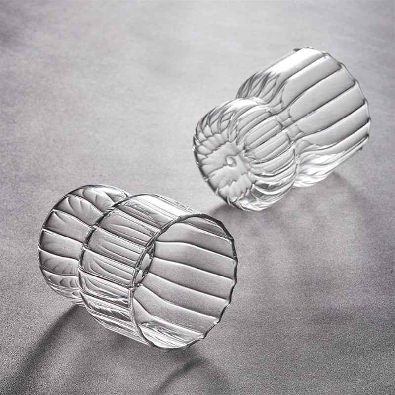 MONOO Geribbelde Glazen - 6 Stuks - 260ml - Koffieglazen - Theeglazen - Waterglazen