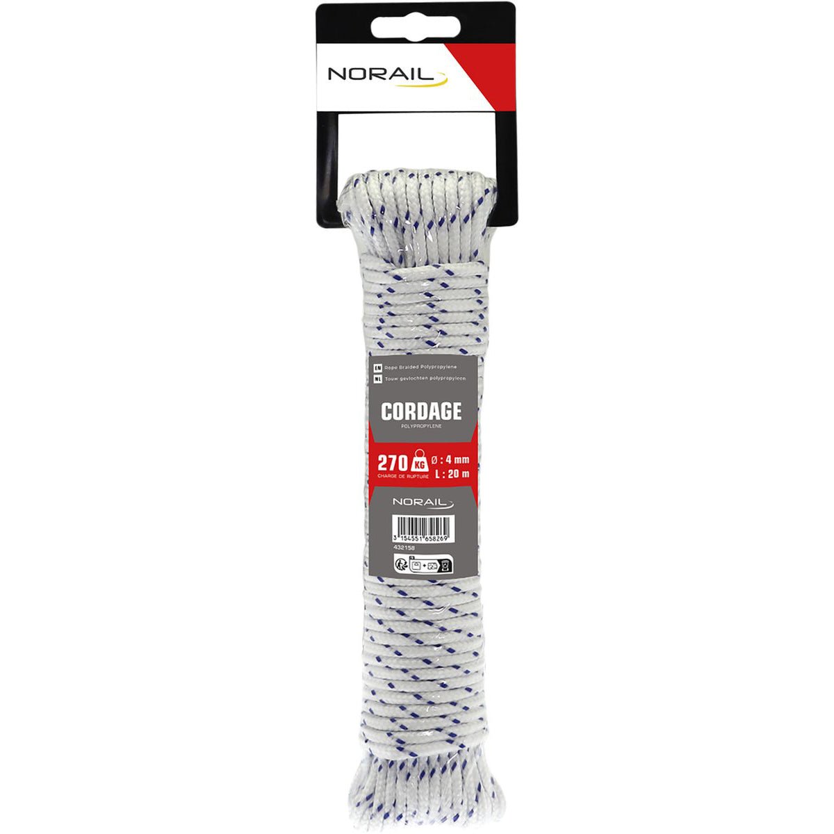 NORAIL Touw gevlochten polypropyleen 4 mm, 20 m - TEKZEN