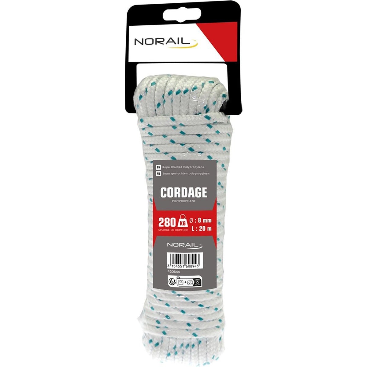 NORAIL Touw gevlochten polypropyleen 8 mm, 20 m - TEKZEN