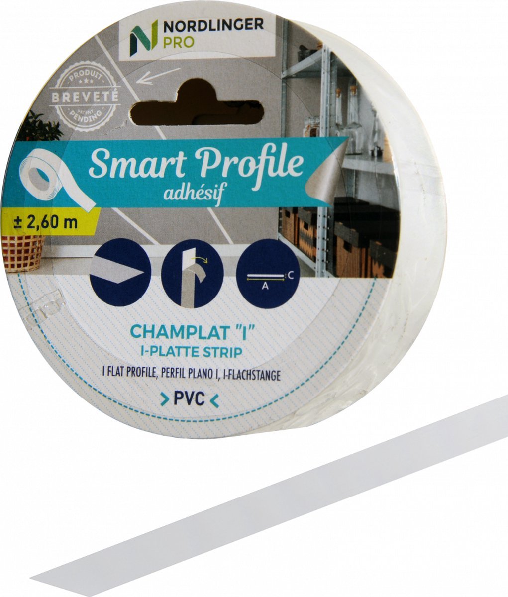 Nordlinger Pro Smart Profile platte strip wit PVC 3cm/2,6m - TEKZEN