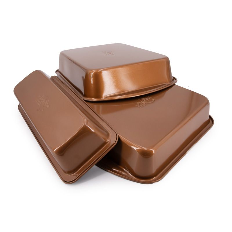 Platinum Bak- en Ovenschalen Set - 3-delig - Antiaanbaklaag & Silicongrepen - Stapelbaar