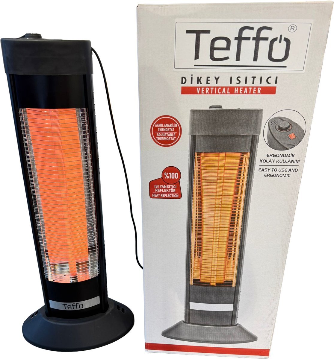 Teffo Elektrische Kachel - Infrarood Verwarming - Staande Heater - 2200W - Ventilatorkachel - Terrasverwarmer - TEKZEN